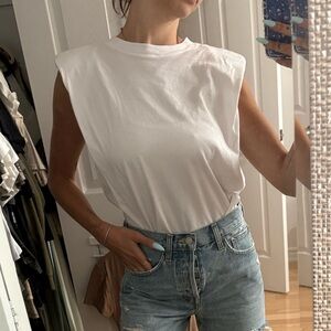 Babaton white shoulder pad tank